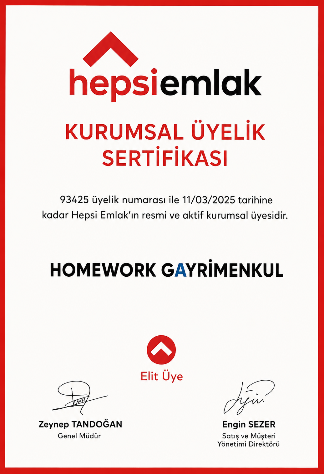 HEPSİ EMLAK KURUMSAL ÜYELİK BELGESİ