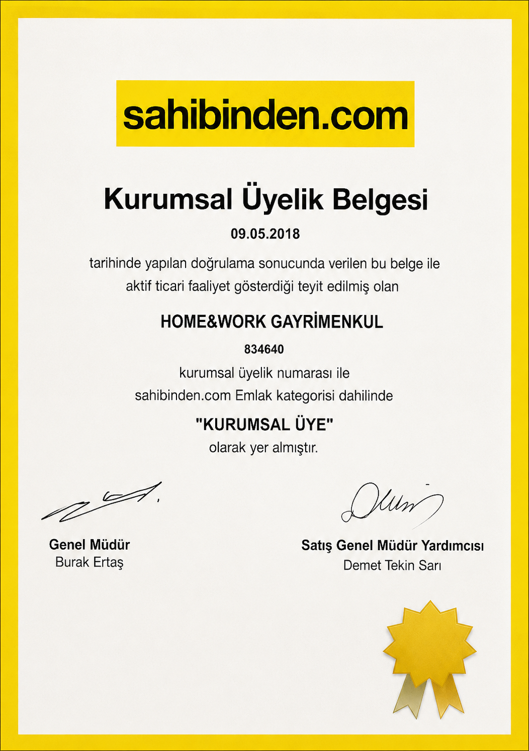 SAHİBİNDEN.COM KURUMSAL ÜYELİK